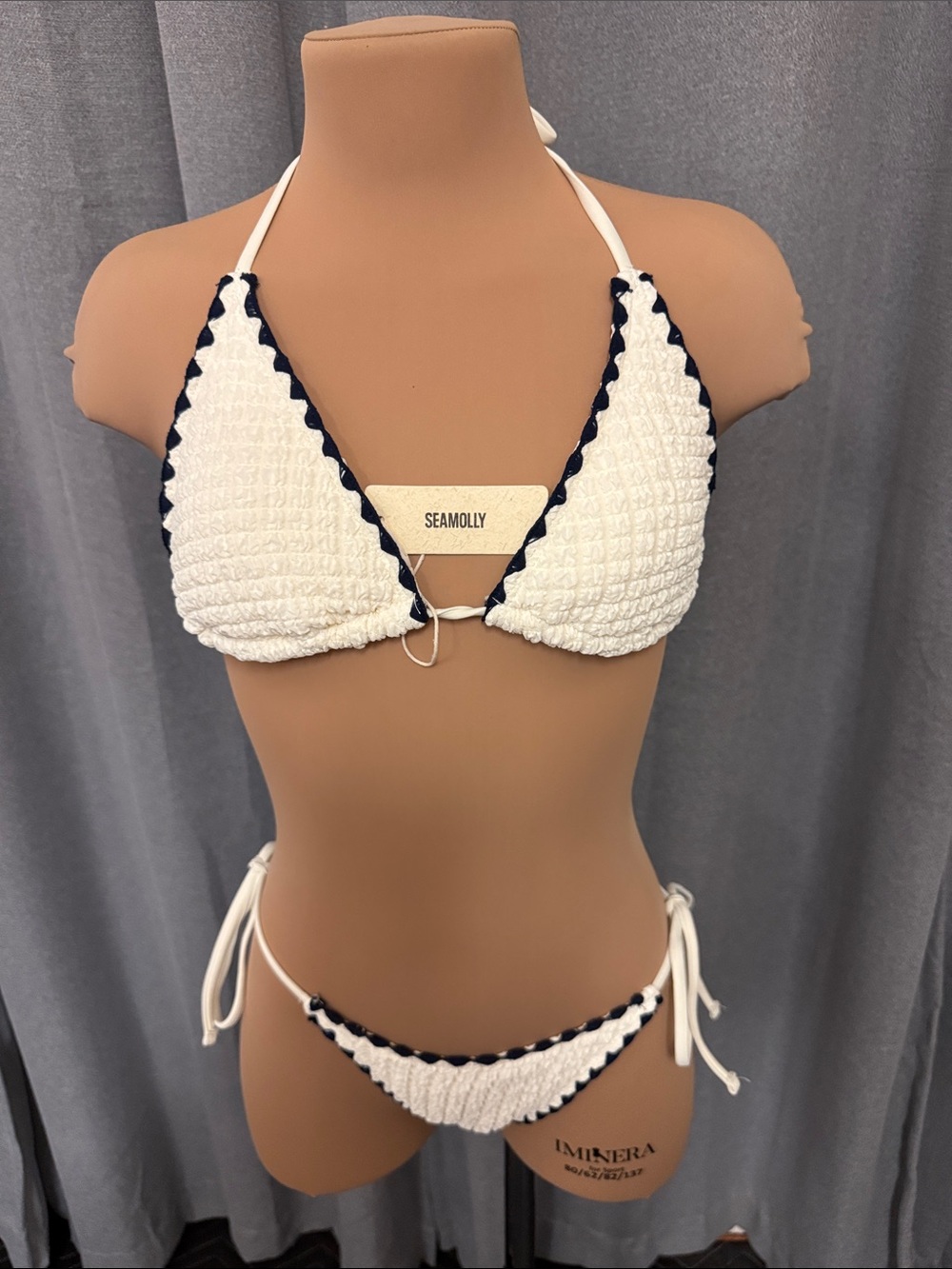 SEAMOLLY White Crochet-Trim Triangle Bikini
